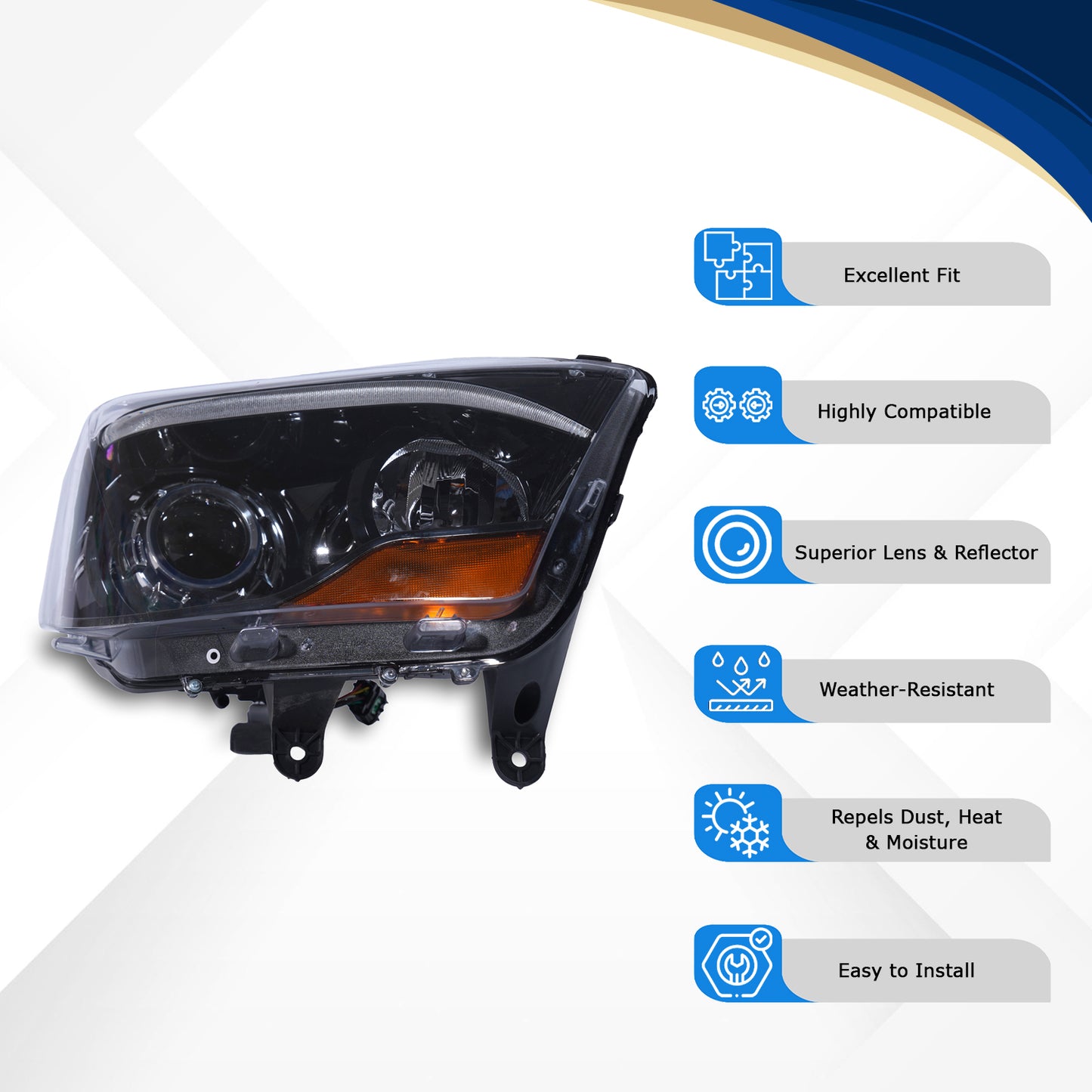 Varroc Head Light Assy Scarpio High Rh Aa04831N - HLA-SCRP-4831R