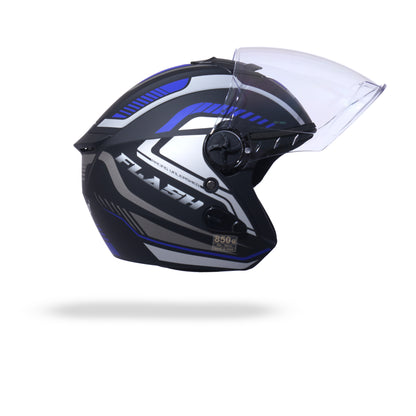 FLASH PRO MAX Half Face Helmet -Matt Black Blue