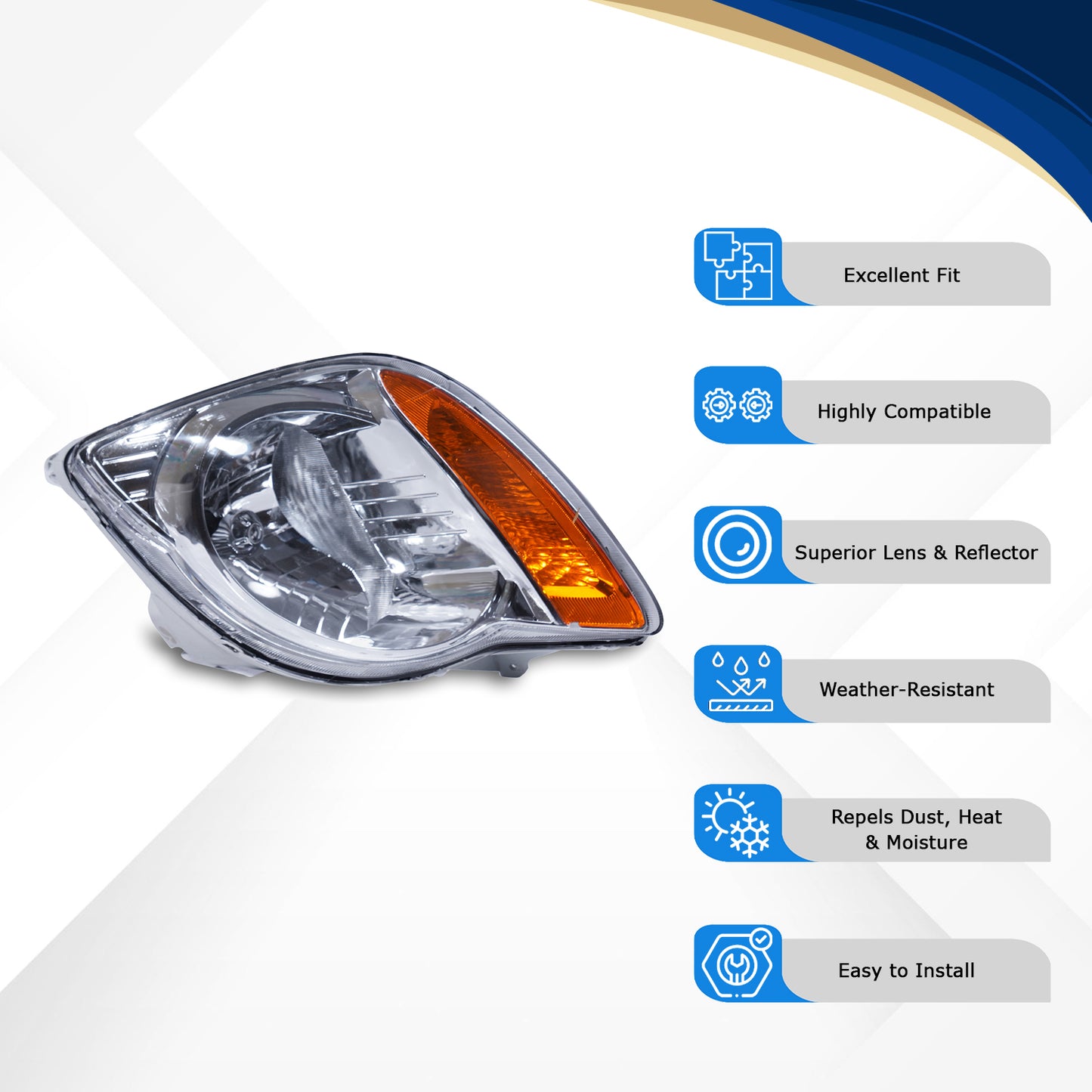 Varroc Head Light Unit Spaark Lh - HLA-SPRK-44L