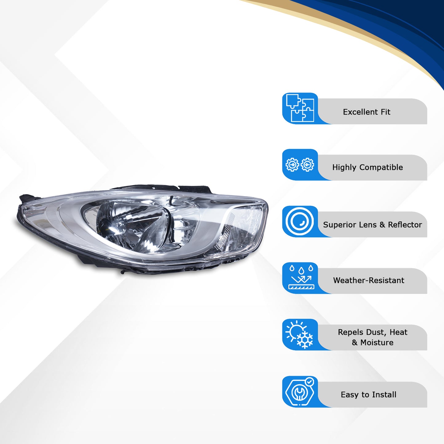 Varroc Head Light Assy Eye 10 Type 2 Rh - HLA-HI10-81T2AR