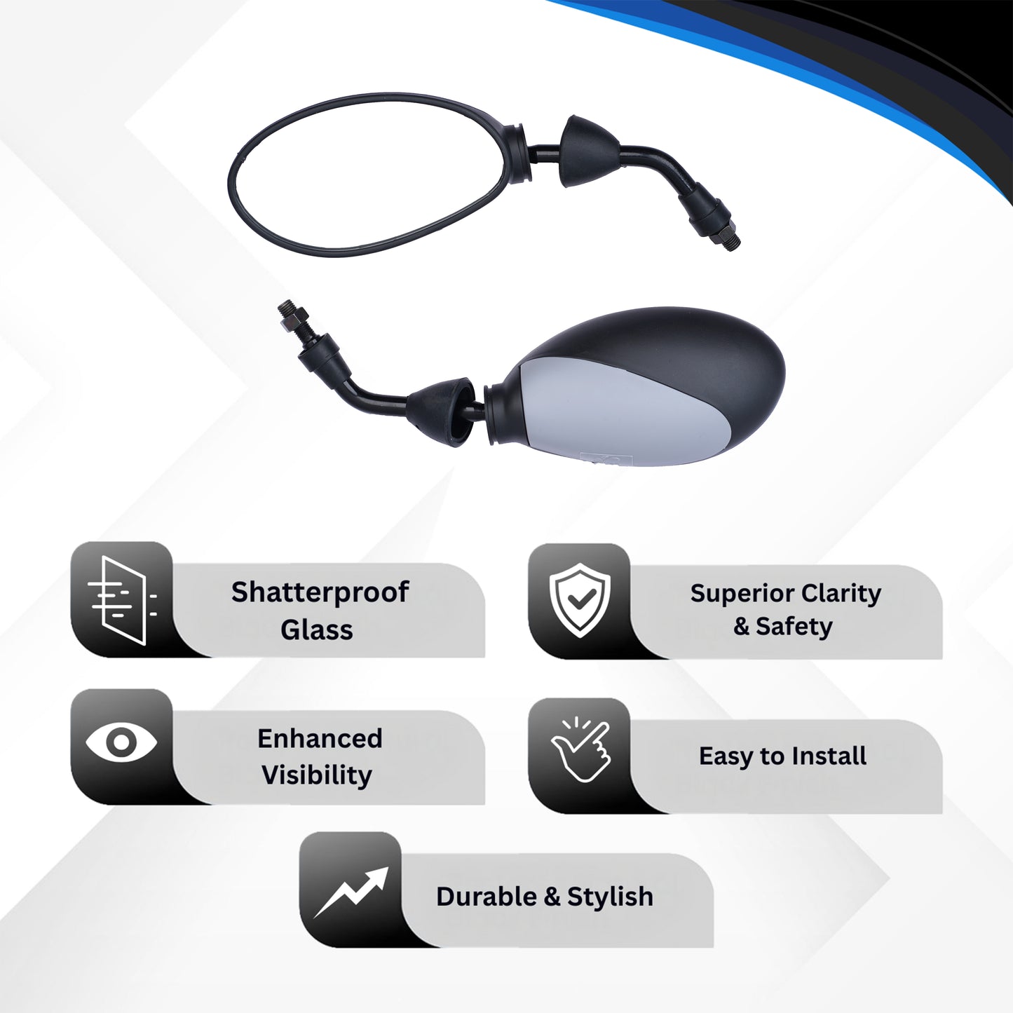 Varroc Shatter Proof Rear View Mirror For TVX Left Hand Star SPORT W O ADAPTOR  (Pack of 1) - REVM-SPRT-LH20