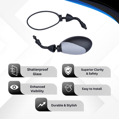 Varroc Shatter Proof Rear View Mirror For TVX Left Hand Star SPORT W O ADAPTOR  (Pack of 1) - REVM-SPRT-LH20