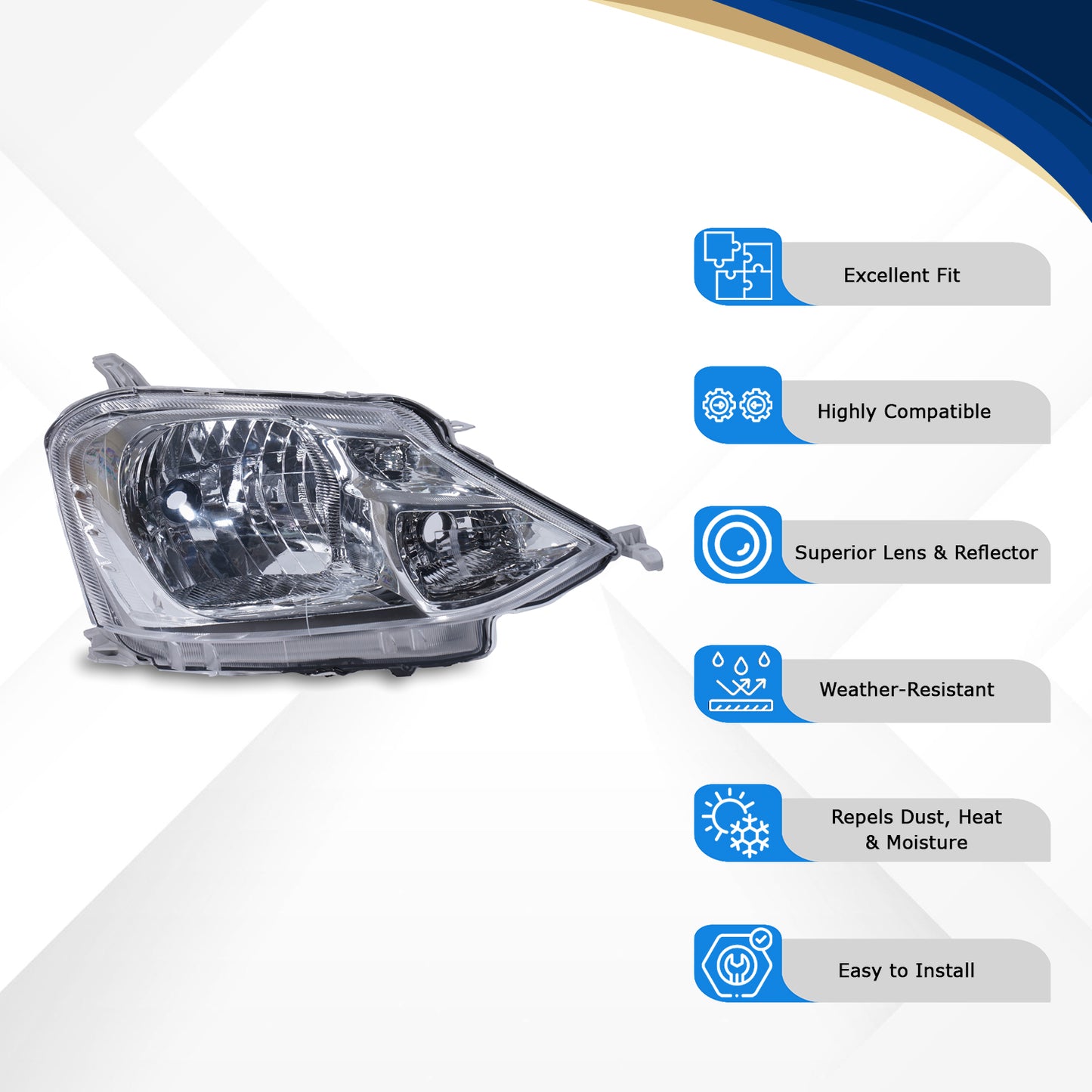 Varroc Head Light Unit Eteos Rh - HLU-ETOS-72EUR