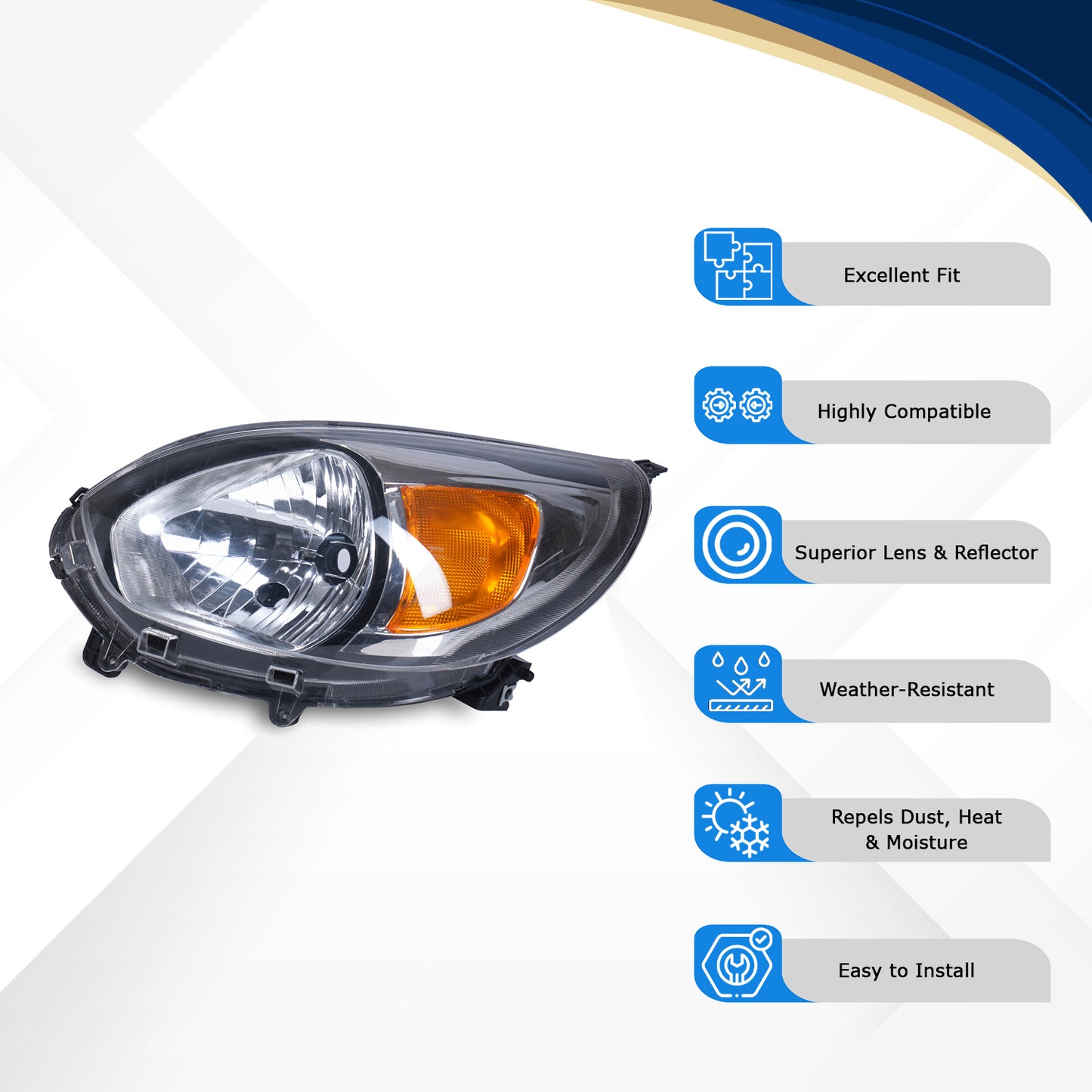 Varroc Head Light Unit Alt-800 T2 Wo Motor Lh - HLU-MALT-128T2L