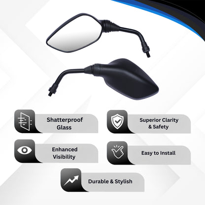 Varroc Shatter Proof Rear View Mirror For BAJJ Pulsar 135 XCED 135 Left Hand  (Pack of 1) - REVM-SPNT-JD00