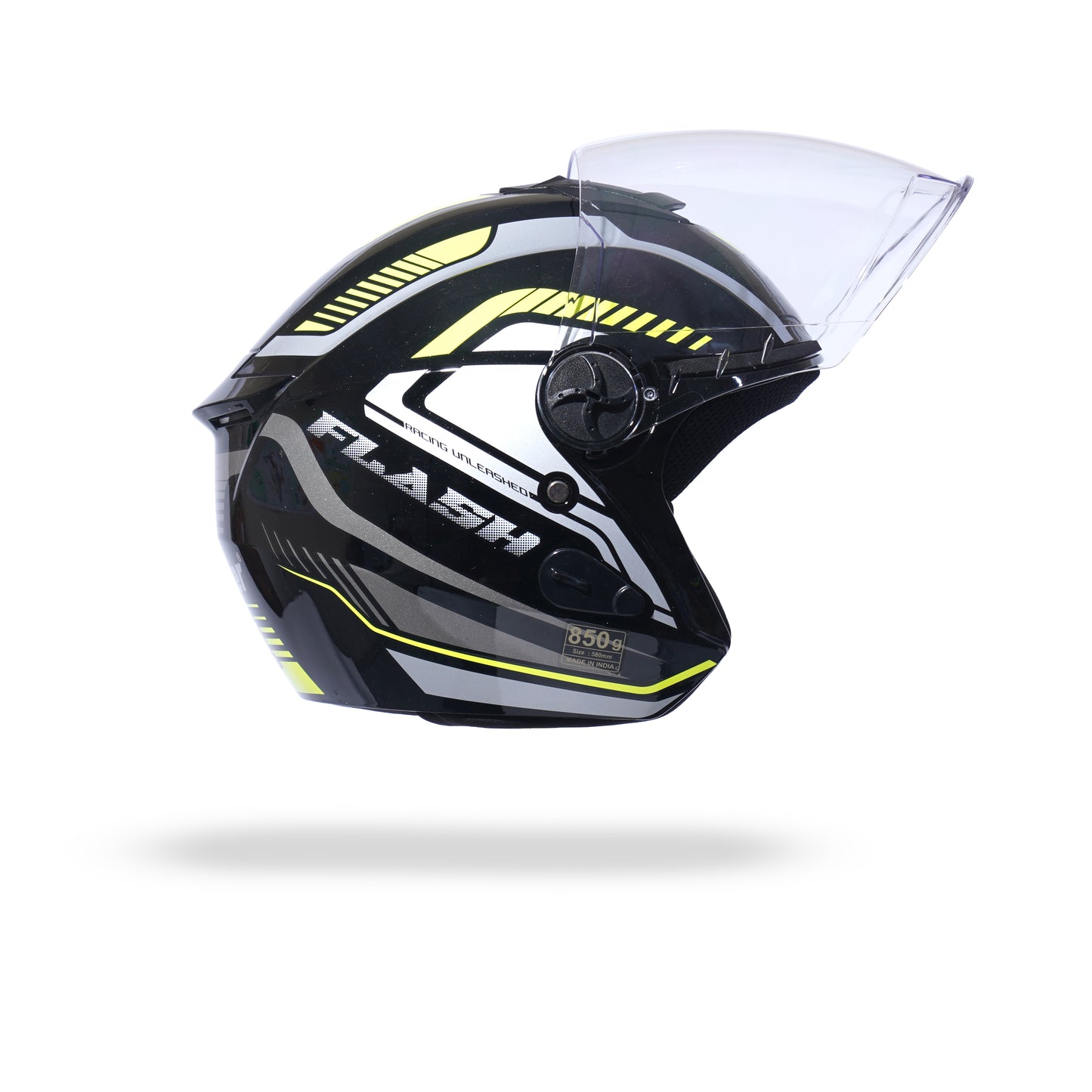 FLASH PRO MAX Half Face Helmet -Gloss Black Yellow