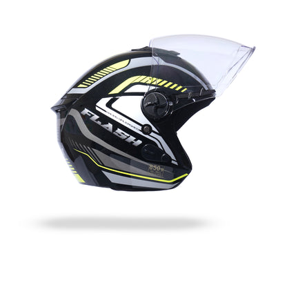 FLASH PRO MAX Half Face Helmet -Gloss Black Yellow