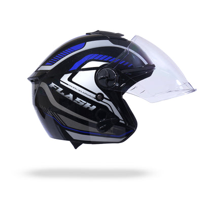FLASH PRO MAX Half Face Helmet-Gloss Black Blue