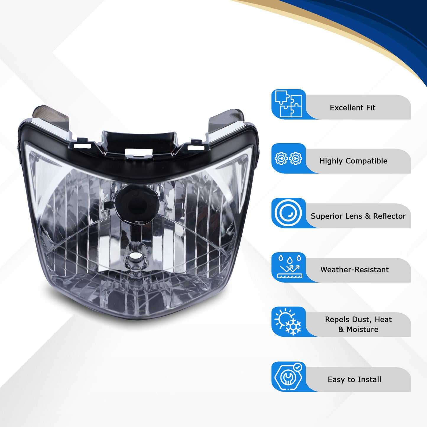 Varroc Head Lamp Unit Drm Yuga With Parking - HLAM-YUGA-HU340
