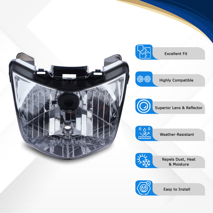 Varroc Head Lamp Unit Drm Yuga With Parking - HLAM-YUGA-HU340