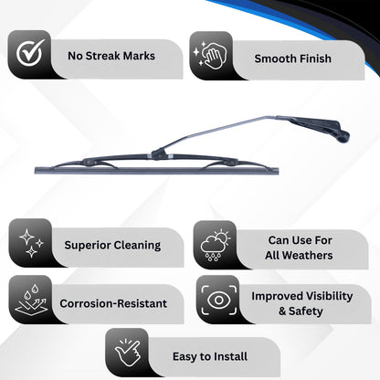 Wiper Blade With Arm for Aape Piaggio (15 Inch) -WIPB-AAPE-AP63