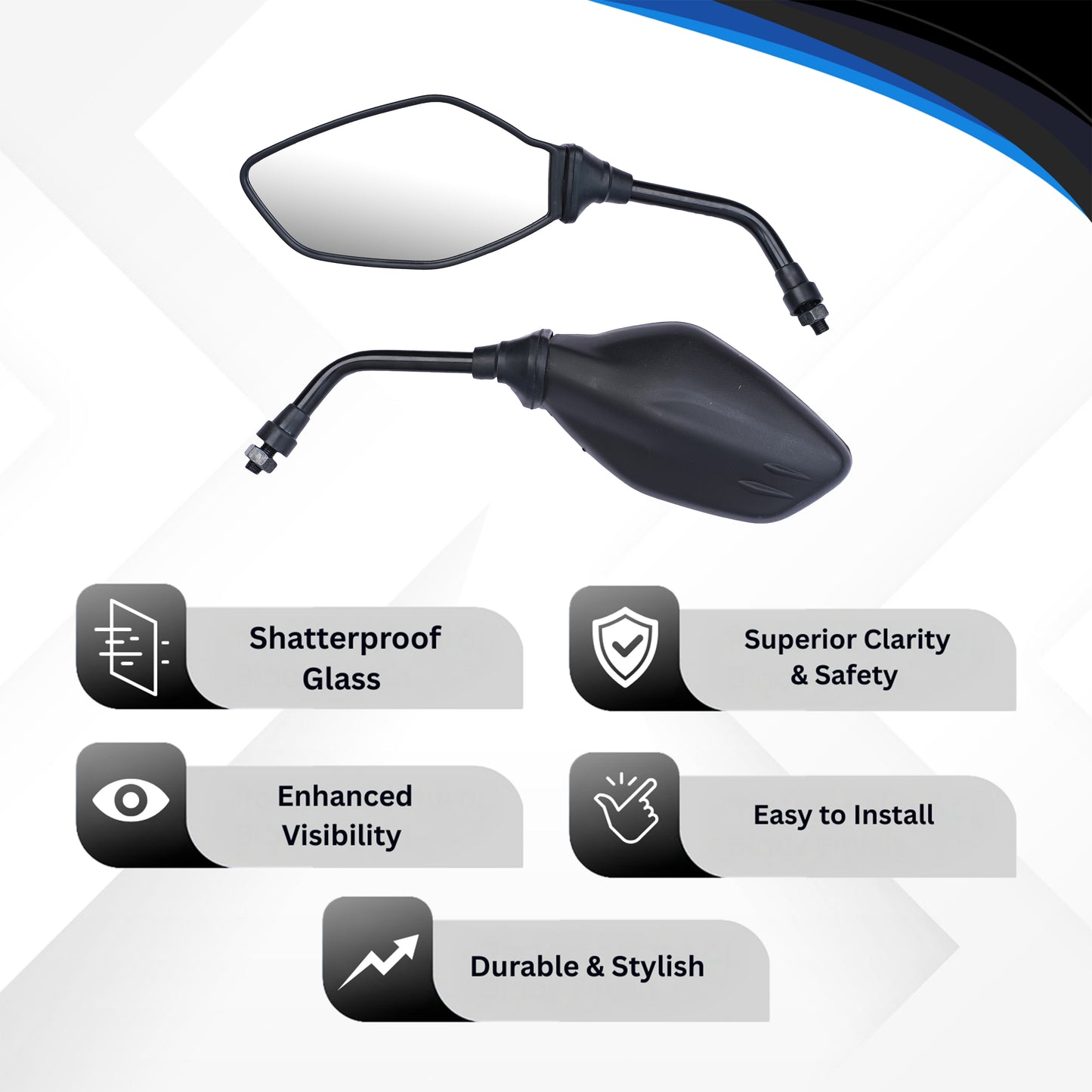 Varroc Shatter Proof Rear View Mirror For BAJJ Discover 125 ST 100 Left Hand  (Pack of 1) - REVM-DSVR-JZ00