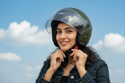 Hiker   Nebula Natural Military Green Half Face Helmet