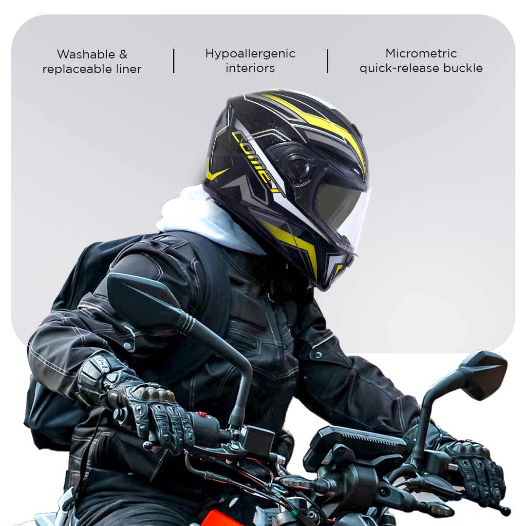 COMET PRO MAX Full Face Helmet-Gloss Black Yellow -HLMT-BYLW-COMET2G