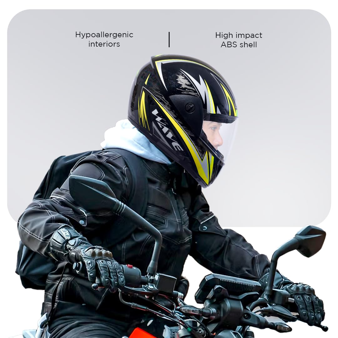 WAVE PRO MAX Full Face Helmet-Gloss Black Yellow -HLMT-BYLW-WPMX2G