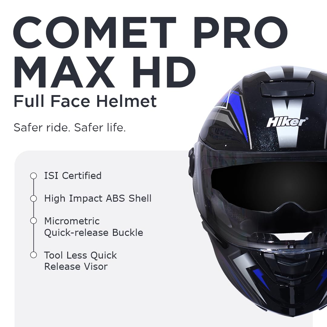COMET PRO MAX Full Face Helmet-Gloss Black Blue -HLMT-BBLU-COMET4G