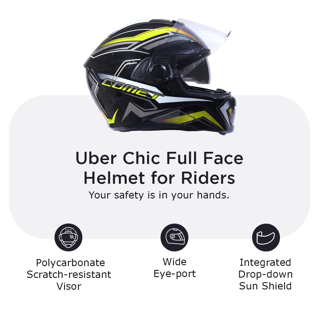 COMET PRO MAX Full Face Helmet-Gloss Black Yellow -HLMT-BYLW-COMET2G