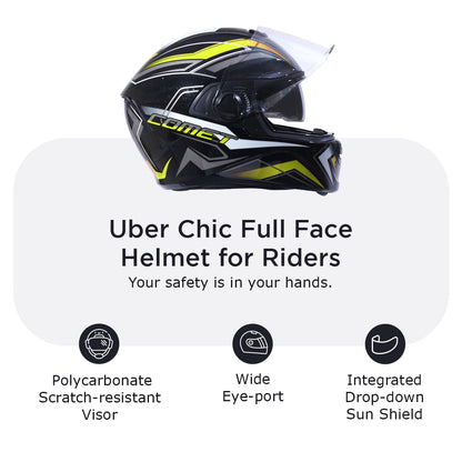 COMET PRO MAX Full Face Helmet-Gloss Black Yellow -HLMT-BYLW-COMET2G