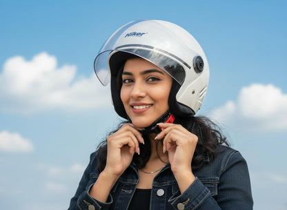 Hiker Lyra Pro Gloss White Half Face Helmet
