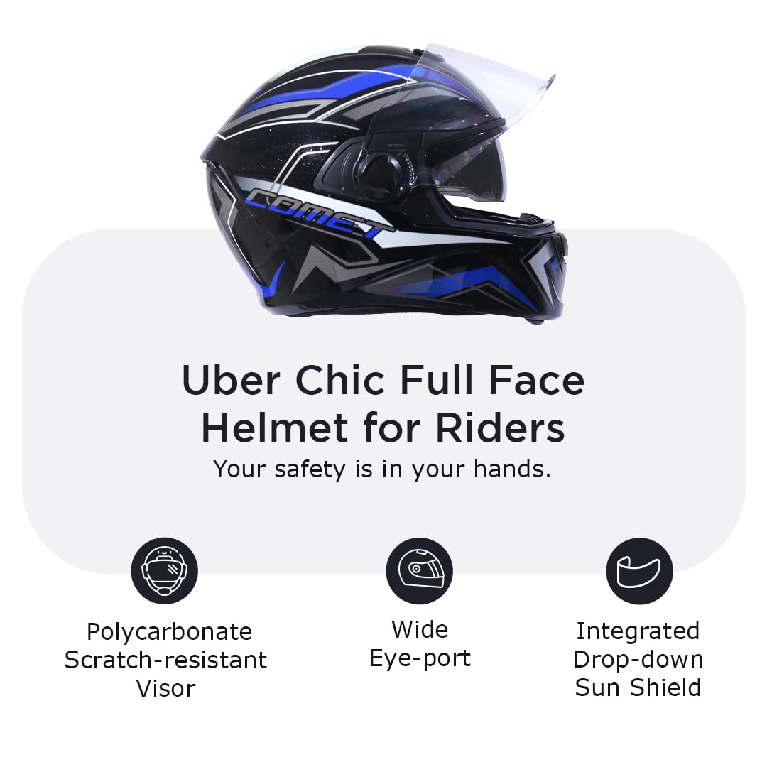 COMET PRO MAX Full Face Helmet-Gloss Black Blue -HLMT-BBLU-COMET4G