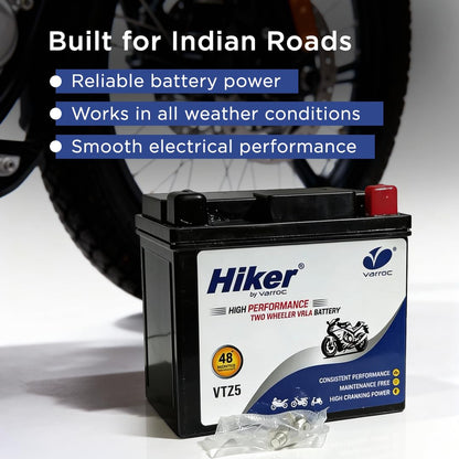 Hiker by Varroc VTZ5, 4Ah and 12 V Battery for Bike -BTRY-4AH-VTZ5