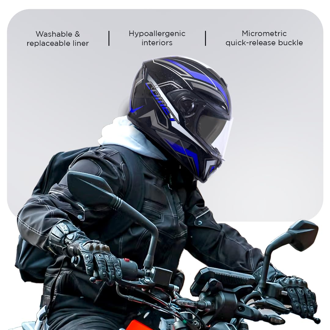 COMET PRO MAX Full Face Helmet-Gloss Black Blue -HLMT-BBLU-COMET4G