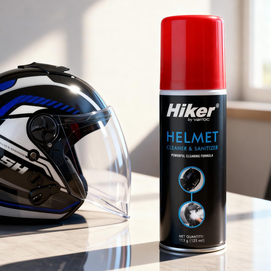 Hiker Pluto Pro Grey Flip Up Helmet with Helmet Cleaner & Sanitizer Combo - HLMT-GGRY-PPRO6 & CARC-UNIV-HCLN