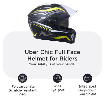 Comet Pro Max HD2 Full Face Helmet Size L 600MM Matt Black And Yellow