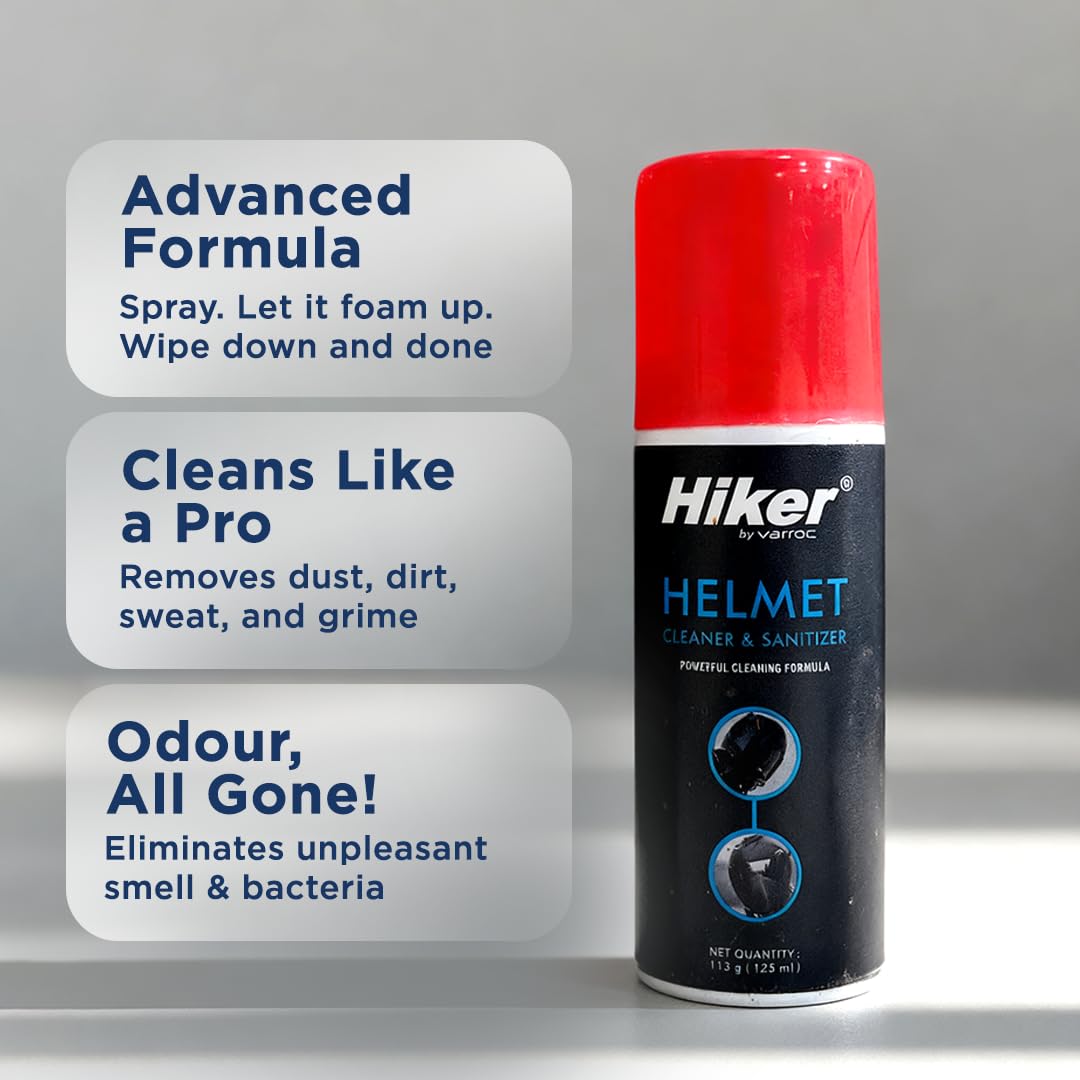 Hiker Pluto Pro Black Flip Up Helmet with Helmet Cleaner & Sanitizer Combo - HLMT-GRED-PPRO3 & CARC-UNIV-HCLN