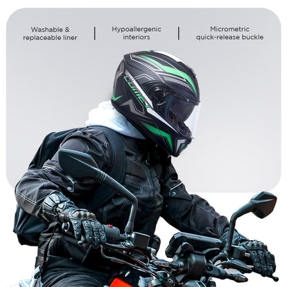COMET PRO MAX Full Face Helmet-Matt Black Green -HLMT-BGRN-COMET5