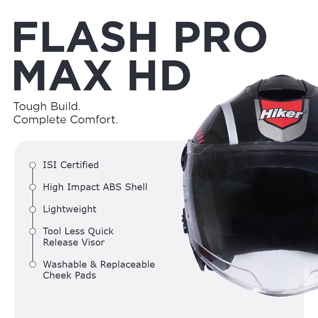 FLASH PRO MAX Half Face Helmet-Gloss Black -HLMT-BRED-FPMX1G