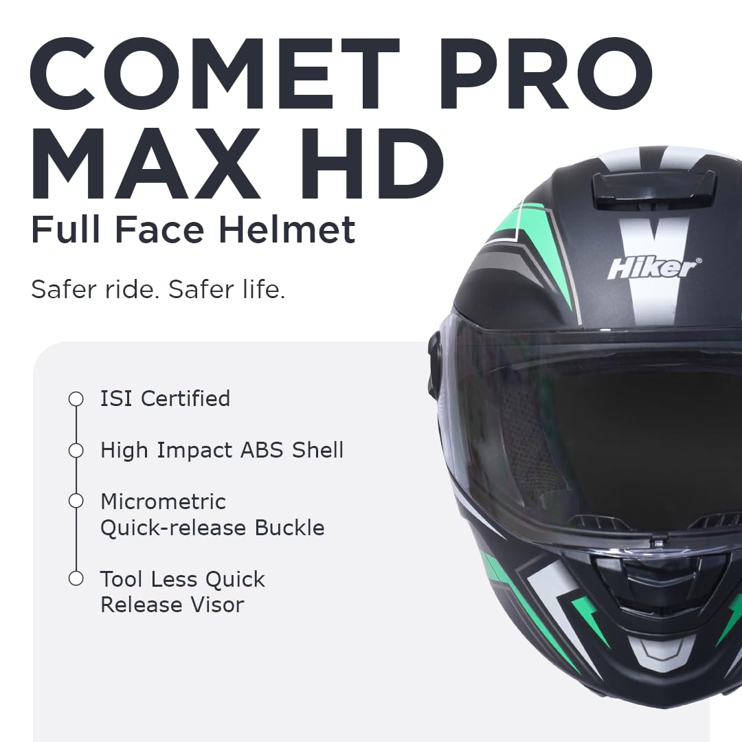 COMET PRO MAX Full Face Helmet-Matt Black Green -HLMT-BGRN-COMET5
