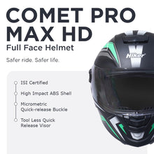 COMET PRO MAX Full Face Helmet-Matt Black Green -HLMT-BGRN-COMET5