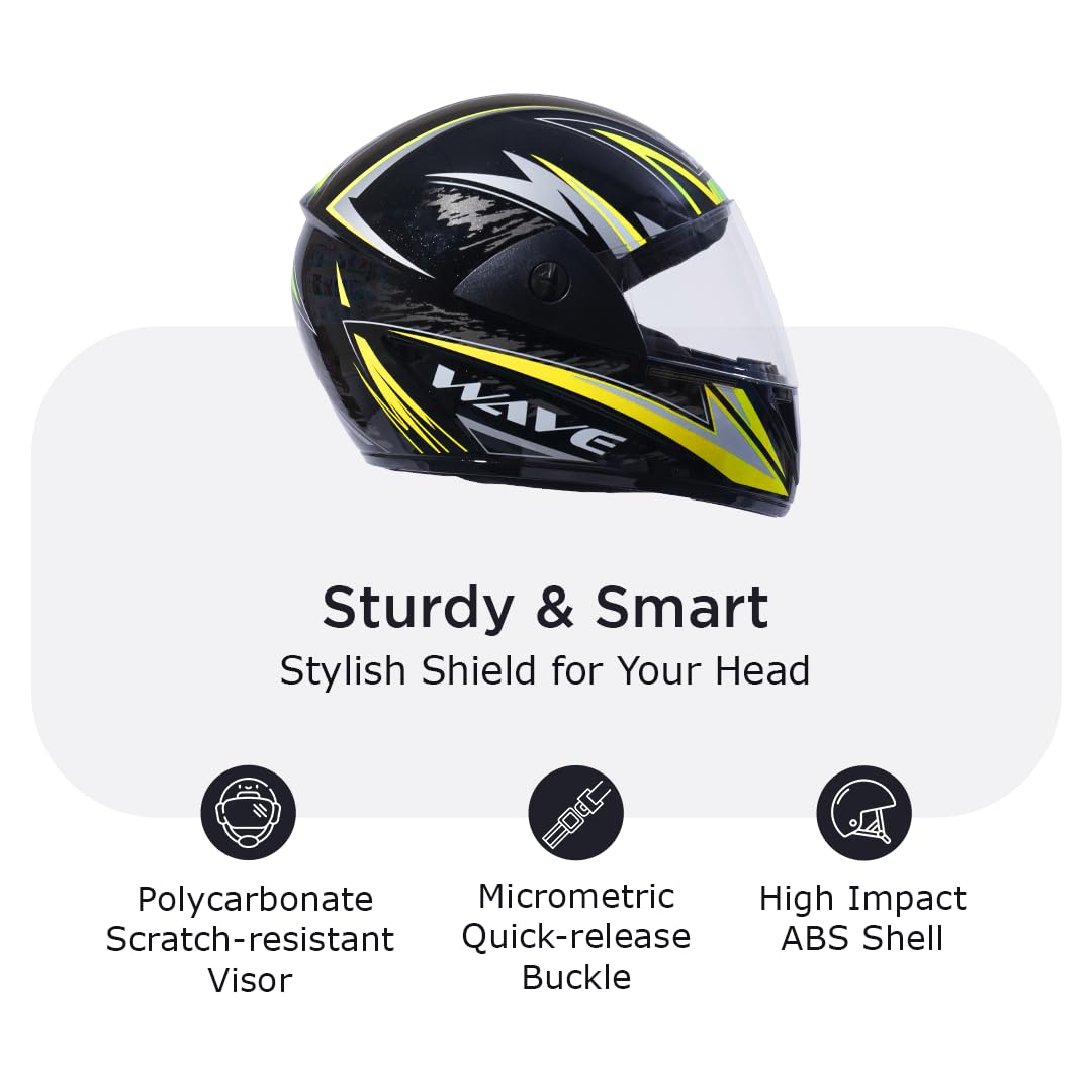 WAVE PRO MAX Full Face Helmet-Gloss Black Yellow -HLMT-BYLW-WPMX2G
