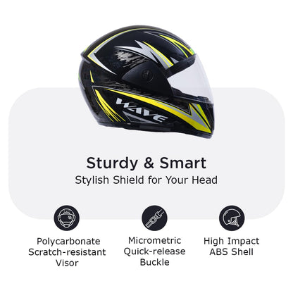 WAVE PRO MAX Full Face Helmet-Gloss Black Yellow -HLMT-BYLW-WPMX2G