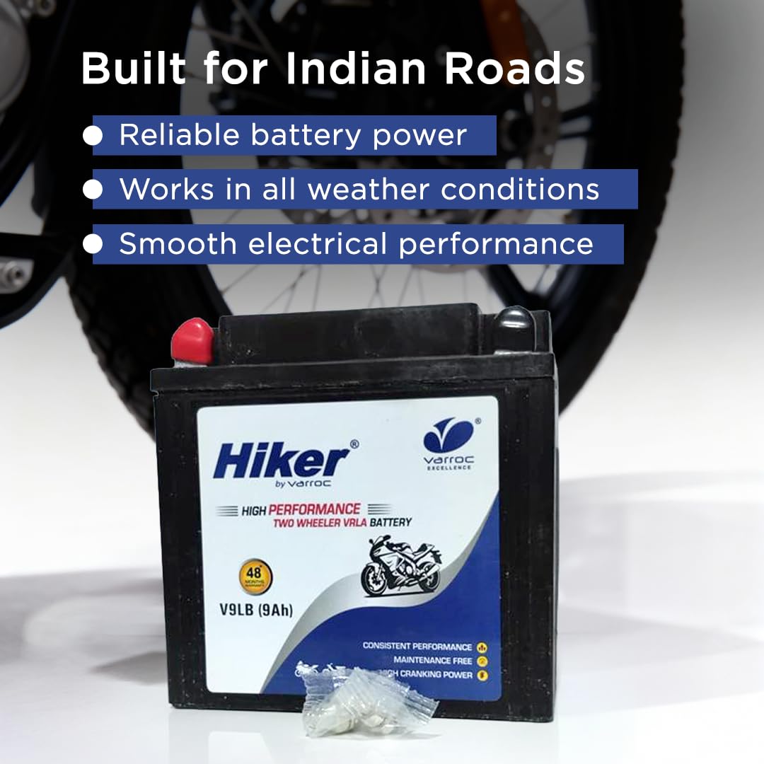 Hiker by Varroc V9LB, 9Ah and 12 V Battery for Bike -BTRY-9AH-V9LB