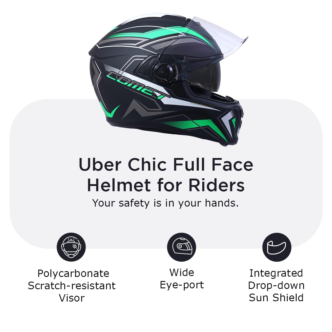 COMET PRO MAX Full Face Helmet-Matt Black Green -HLMT-BGRN-COMET5