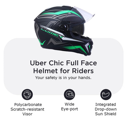 COMET PRO MAX Full Face Helmet-Matt Black Green -HLMT-BGRN-COMET5