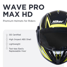 WAVE PRO MAX Full Face Helmet -Matt Black Yellow -HLMT-BYLW-WPMX2