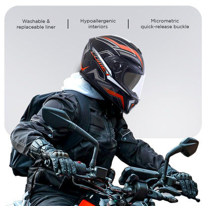COMET PRO MAX Full Face Helmet-Gloss Black Orange -HLMT-BORG-COMET3G