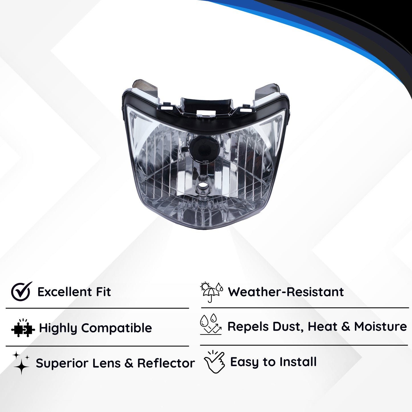 Varroc Head Lamp Unit Drm Yuga With Parking - HLAM-YUGA-HU340