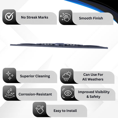 Wiper Blade, 9 mm U Hook, 610 mm/24 inches, Passenger & Driver Side