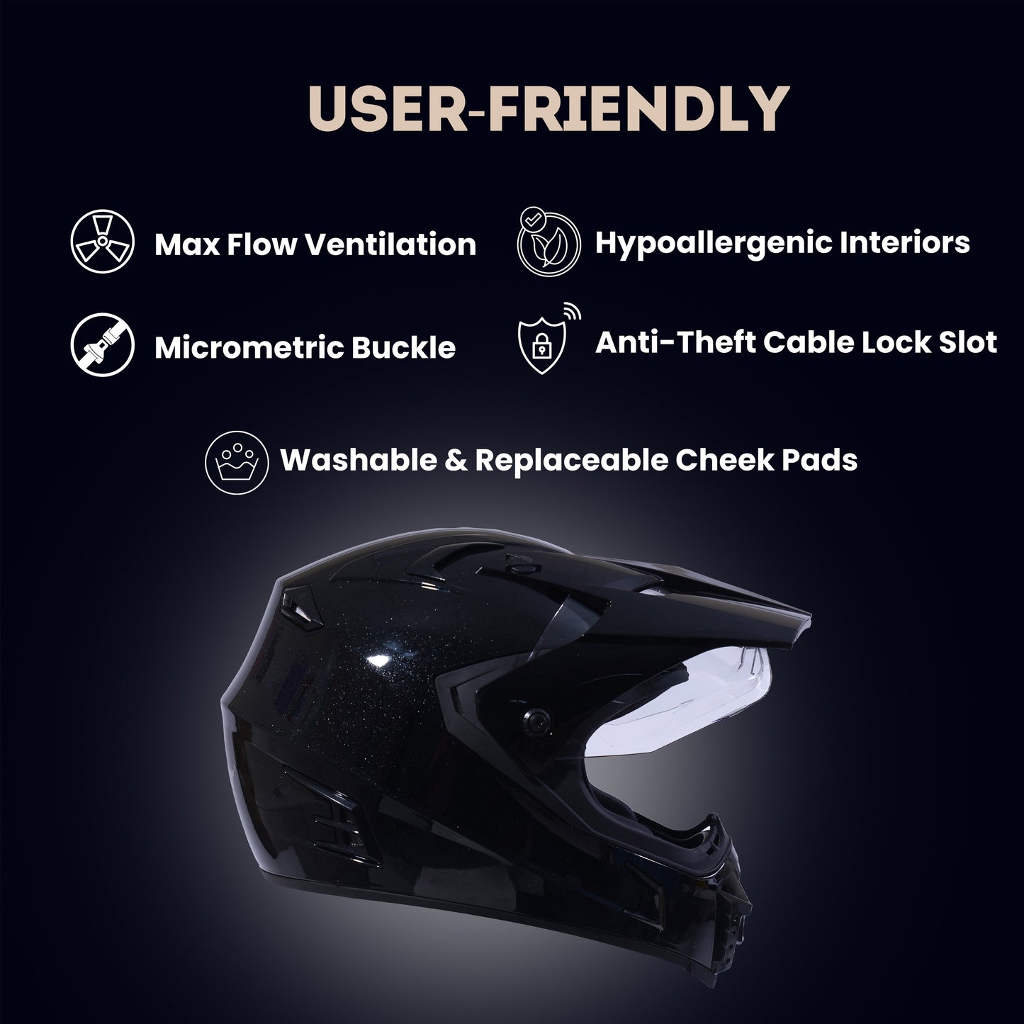 METEOR Full Face Helmet-Gloss Black