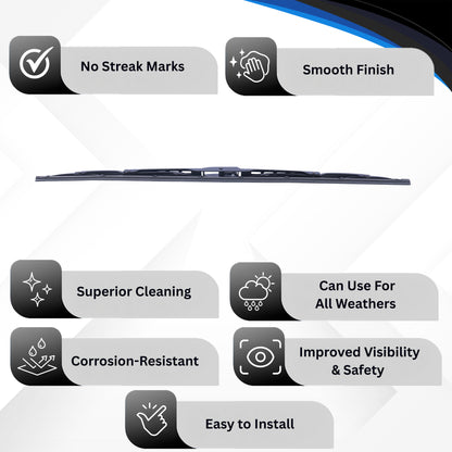 Wiper Blade, 9 mm U Hook, 559 mm/22 inches, Passenger & Driver Side -WIPB-UNIV-UH22