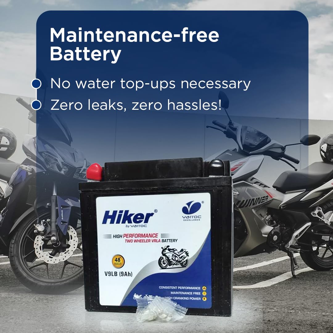 Hiker by Varroc V9LB, 9Ah and 12 V Battery for Bike -BTRY-9AH-V9LB