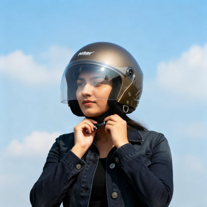 Hiker Lyra Pro Brown Half Face Helmet