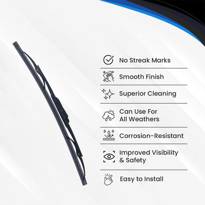 Wiper Blade, 9 mm U Hook, 381 mm/15 inches, Passenger & Driver Side -WIPB-UNIV-UH15