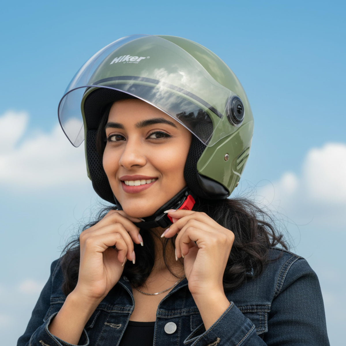 Hiker Lyra Pro Green Half Face Helmet