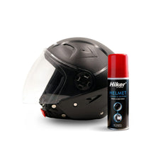 Hiker Nebula Natural Black Half Face Helmet with Helmet Cleaner & Sanitizer Combo - HLMT-NBLK-NBULA1 & CARC-UNIV-HCLN