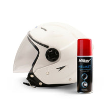 Hiker Nebula Natural White Half Face Helmet with Helmet Cleaner & Sanitizer Combo - HLMT-NWHT-NBULA4 & CARC-UNIV-HCLN